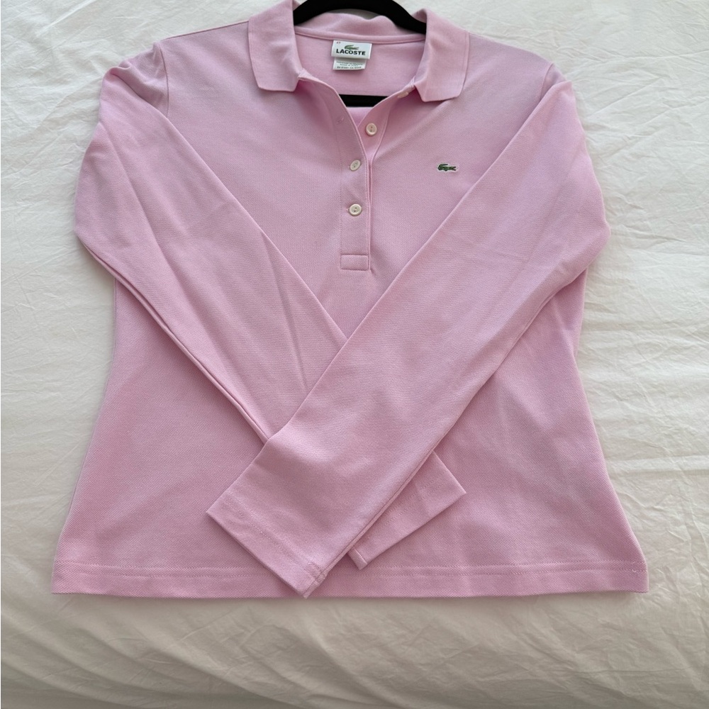 Lacoste Pink Long Sleeve Polo Shirt
